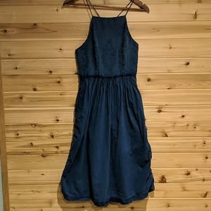 Lucky Brand Dark Denim Chambray Crossback Dress S
